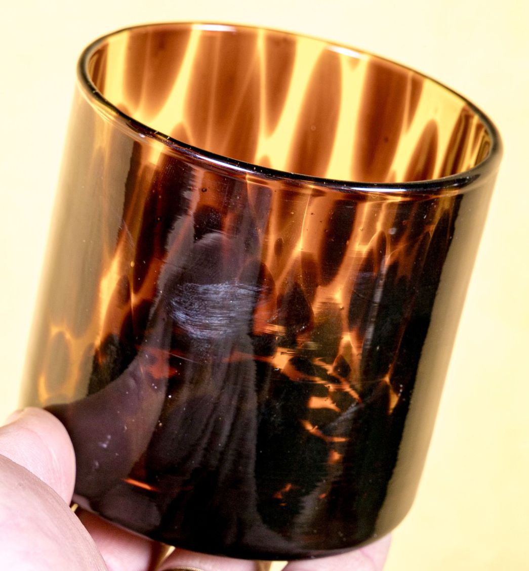 250203-1A Set of 4-Faux Tortoiseshell Rocks Glasses