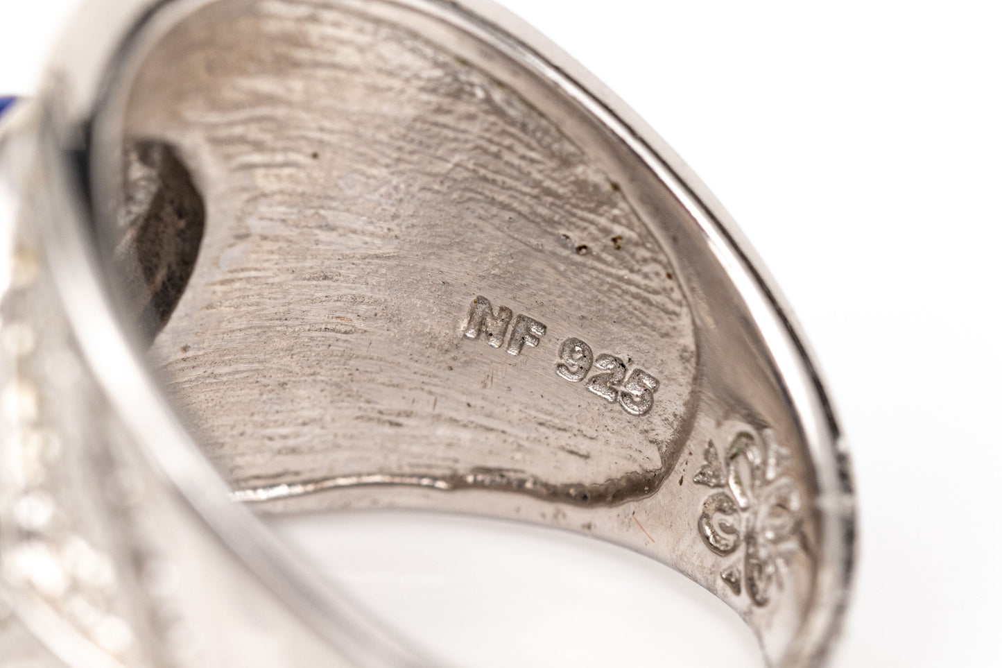 SZ 6.75 .925 & Coral or Lapis Wide Band