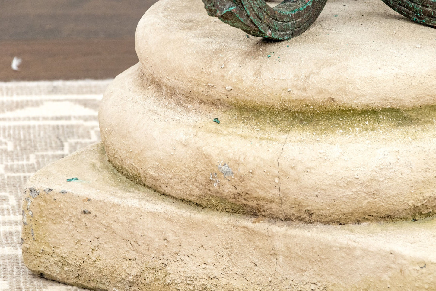 250409-2 Cast Stone Pedestal Glass Top Table