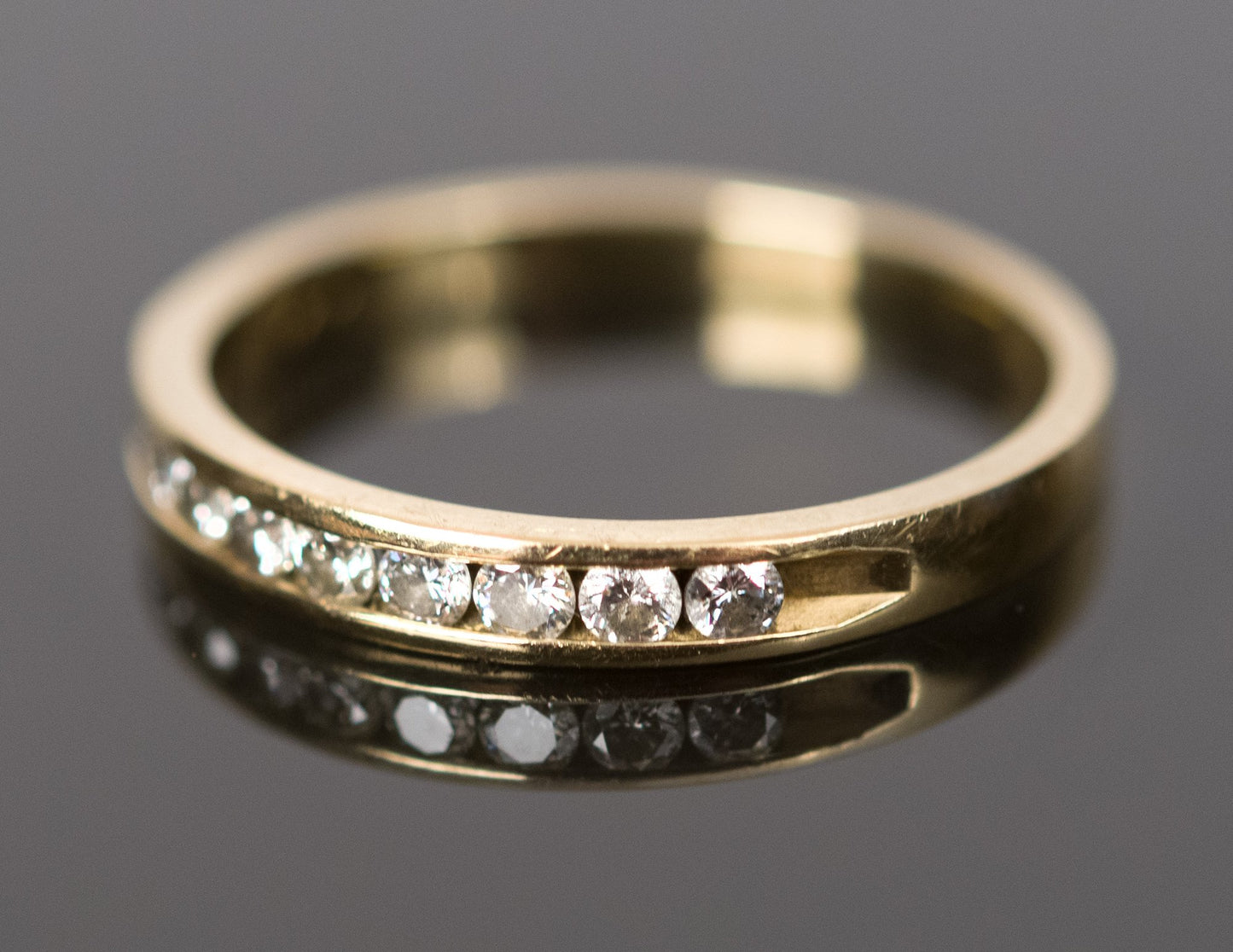 Size 6.75 14k Yellow Gold & Diamond Wedding Band