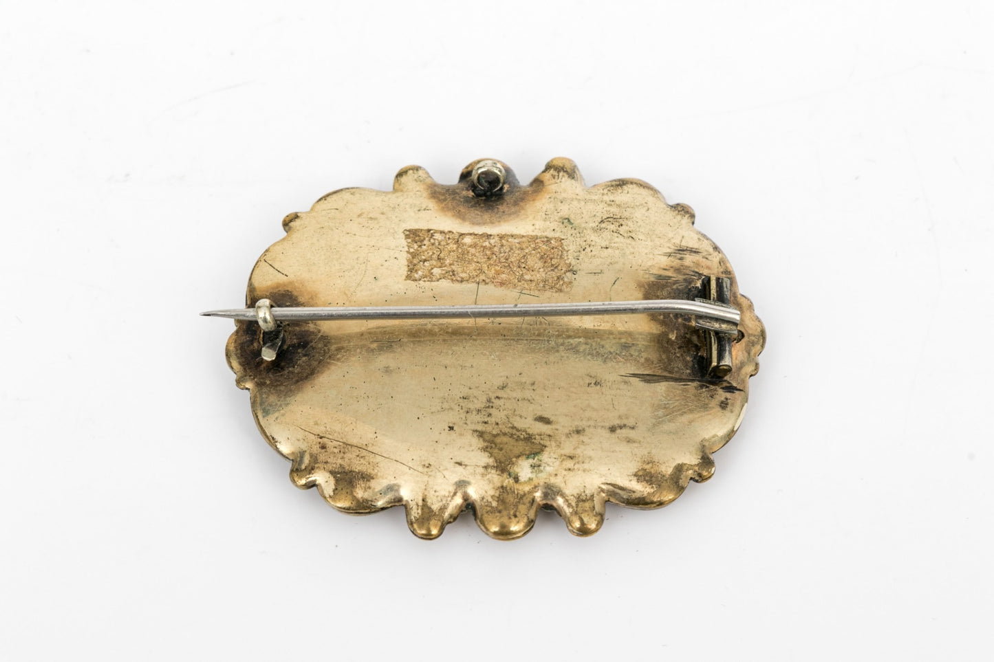 260415-6 Victorian Gold Filled Black Enameled Mourner's Brooch