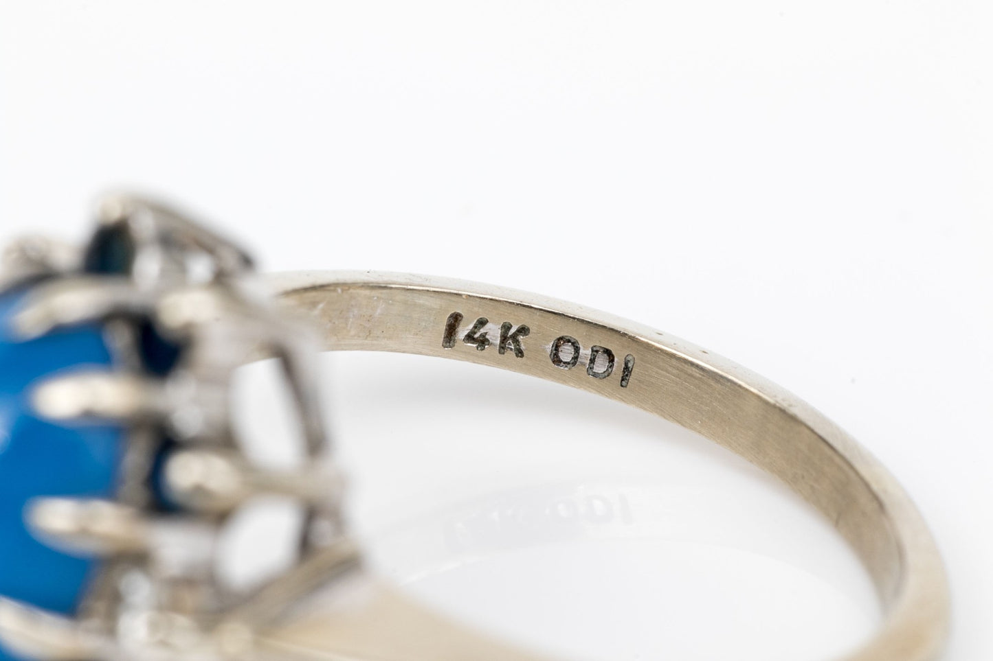 Size 5.5 14K Retro Synthetic Star Sapphire & Diamond