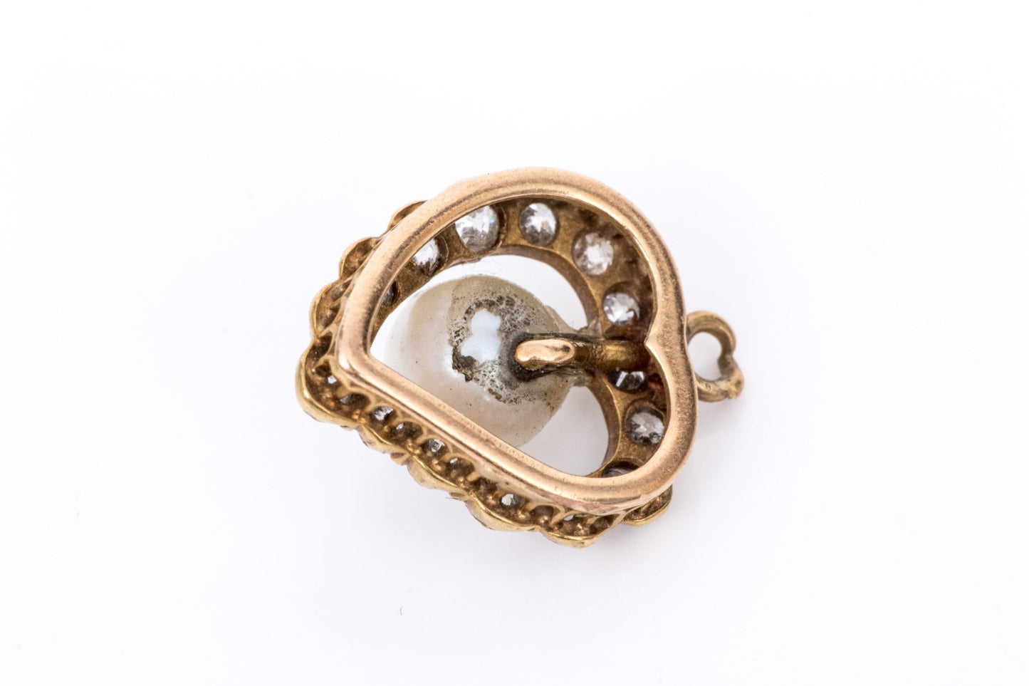 260415-7 14k Gold Heart With Diamonds & Pearl