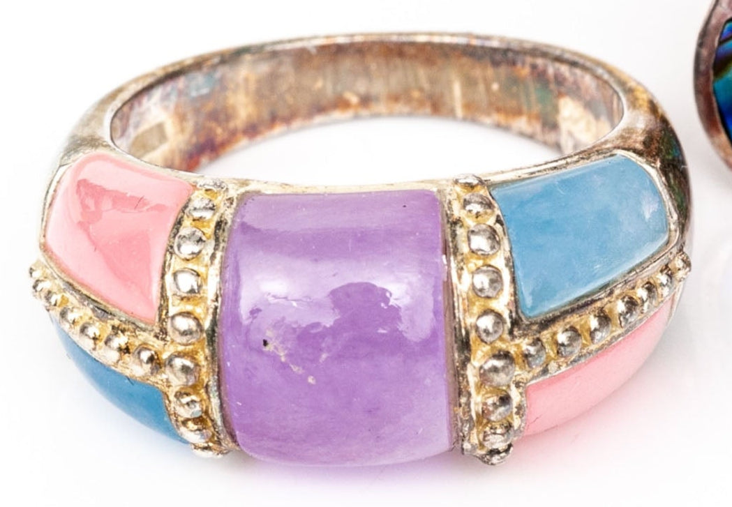 SZ 7 .925 Multi-Color Jade Ring