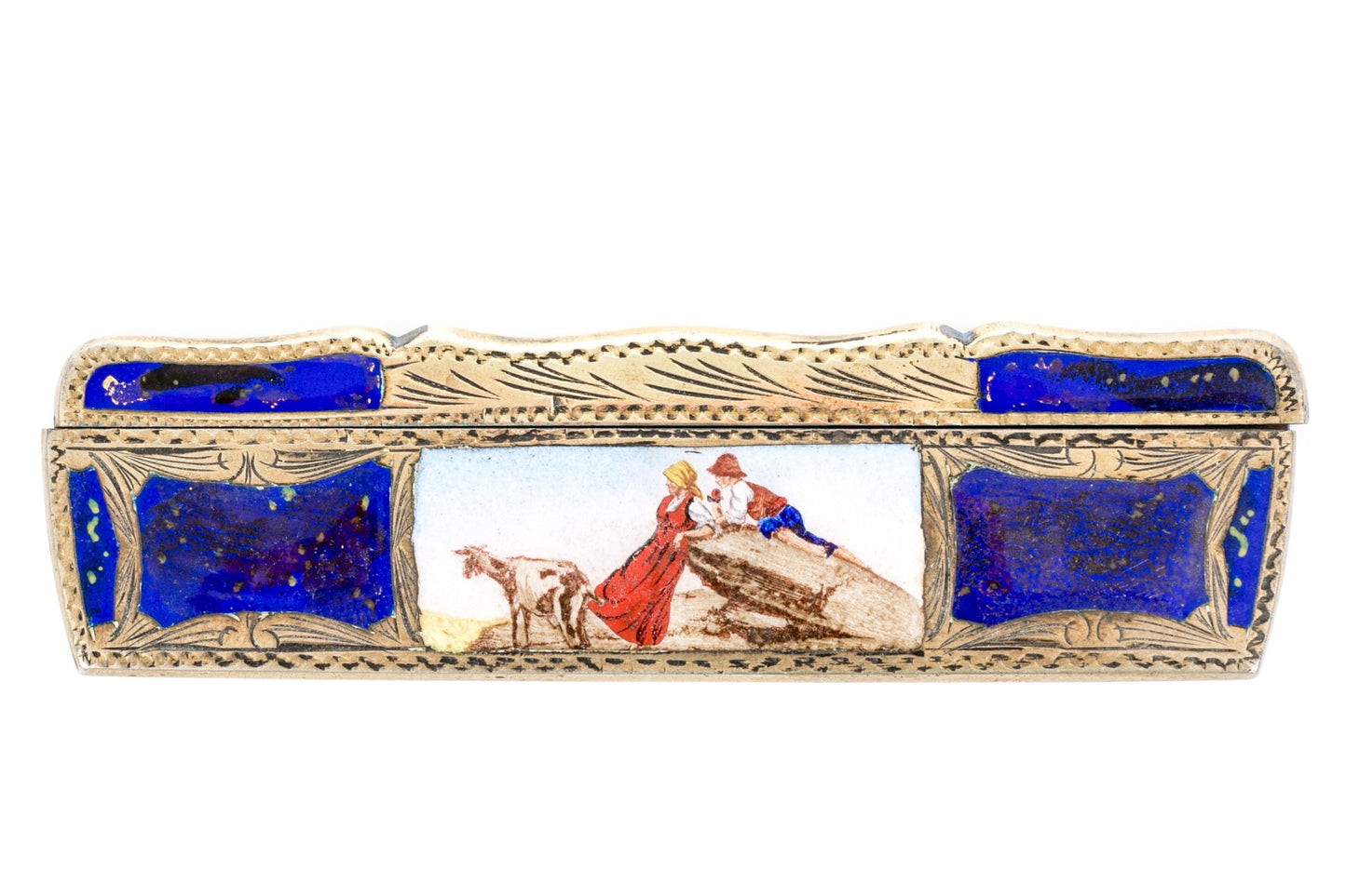 250204-3C Italian 800 Enameld Comb With Case