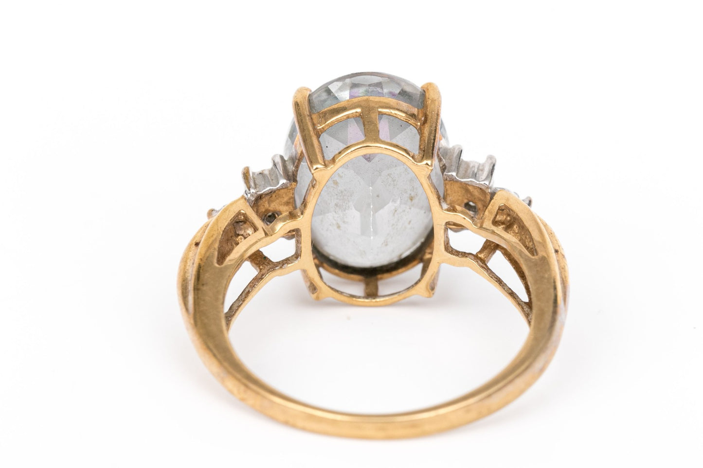 Size 7 10K Yellow Gold Mystic Topaz & Diamond Ring