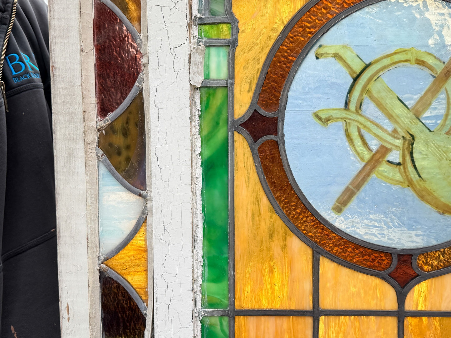 260415-5 Antique Stained Glass Window Panel