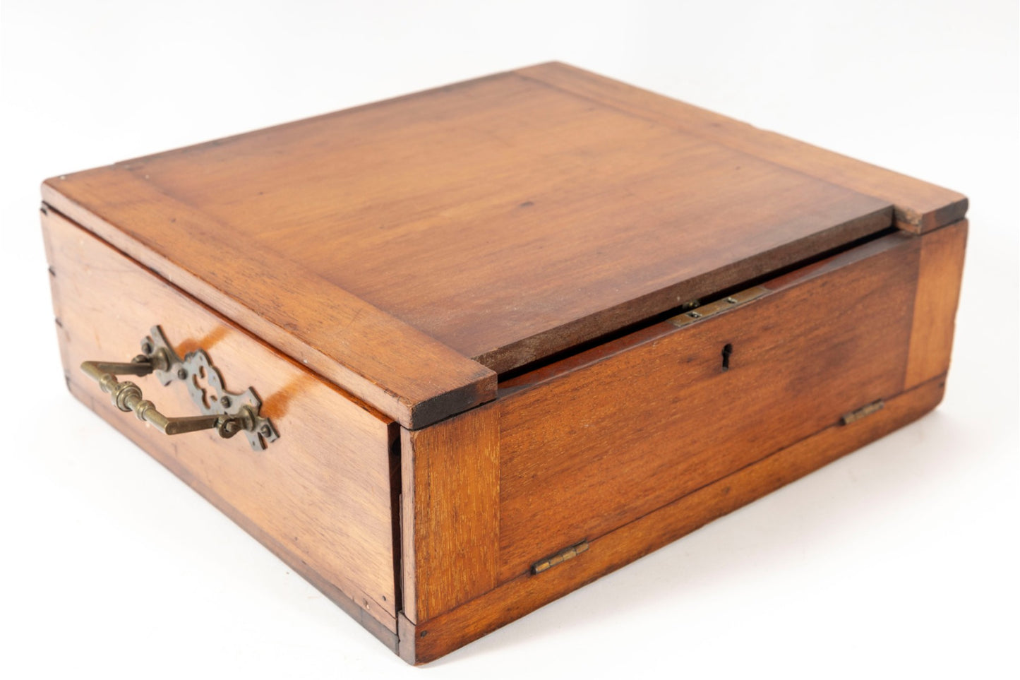 Antique Coin Box With Removable Trays, 12" x 10.5" x 4"H