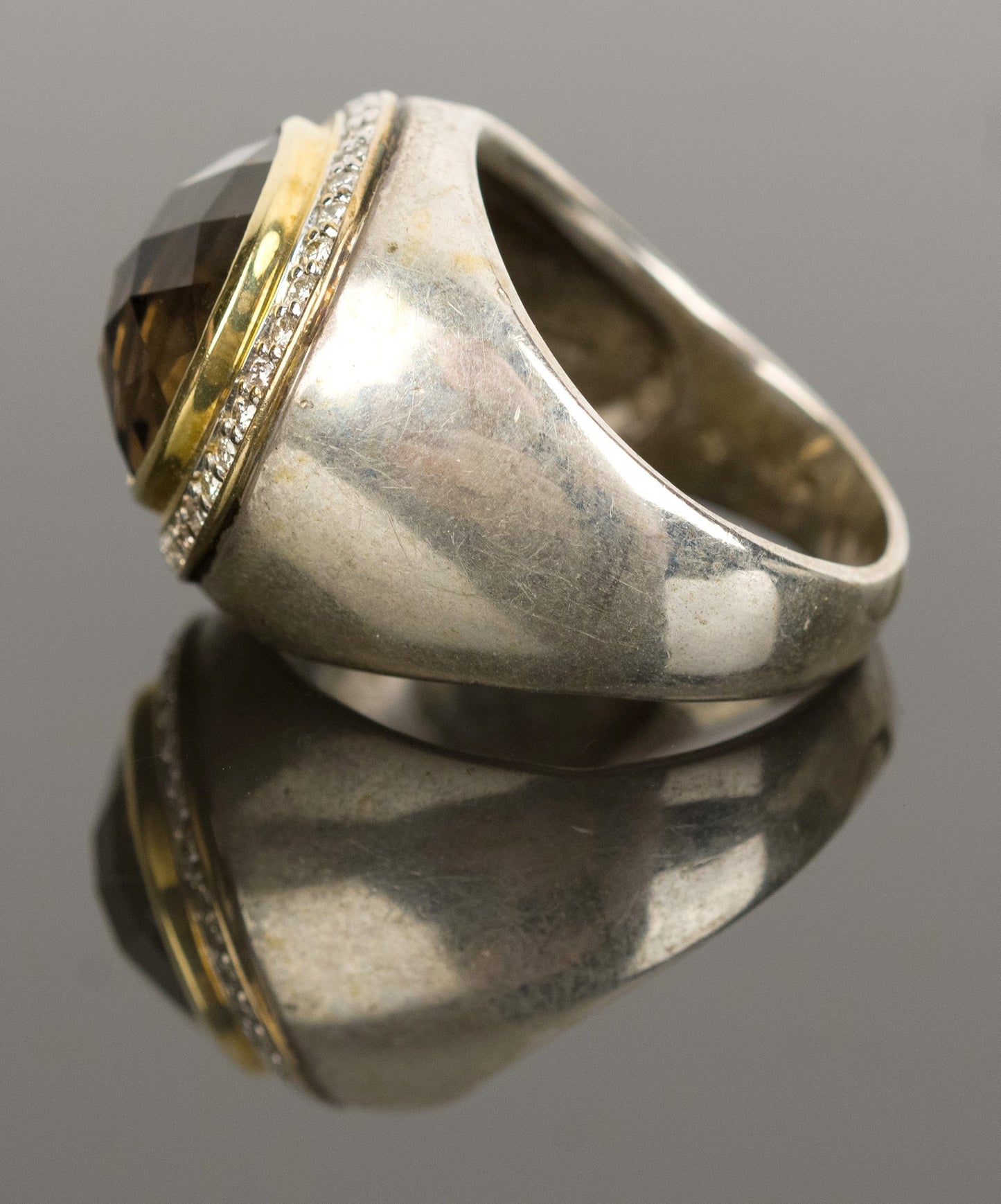 Size 6 David Yurman Smokey Quartz .925 18k & Diamond Ring