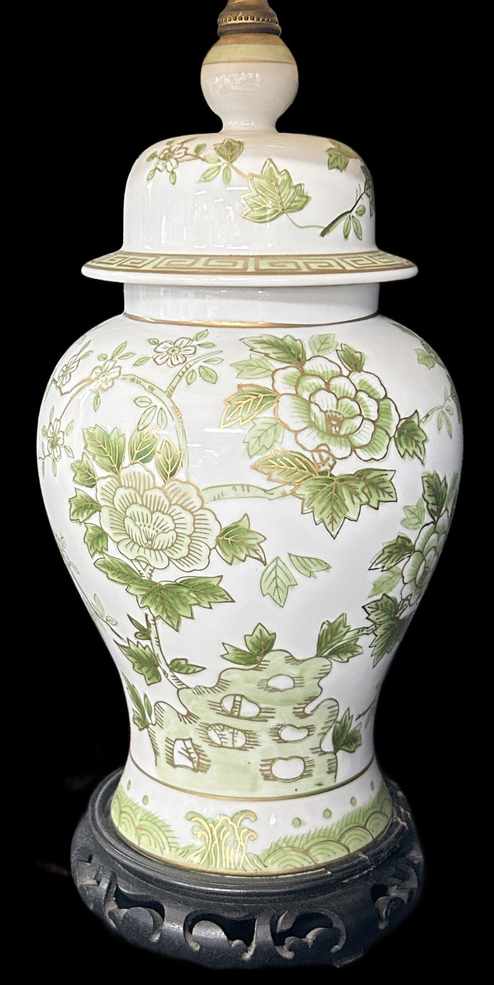250716-5 Chinese Green/White Ginger Jar Lamp