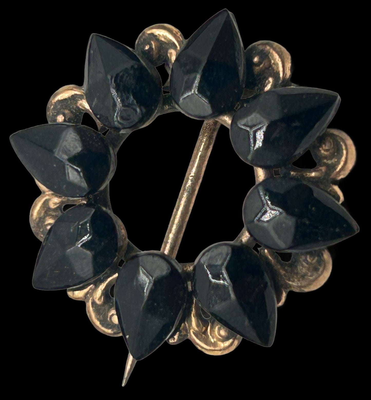 251009-12D Antique Victorian Mourning Brooch