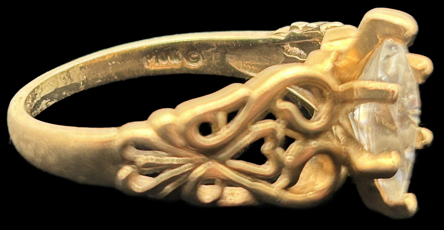 260520-4 Size 6.75 14k YG Filigree CZ Ring