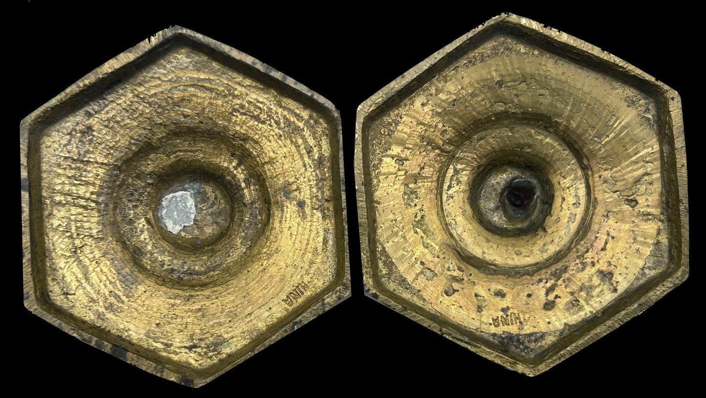 260520-8A Antique Pair Candlestick Holders