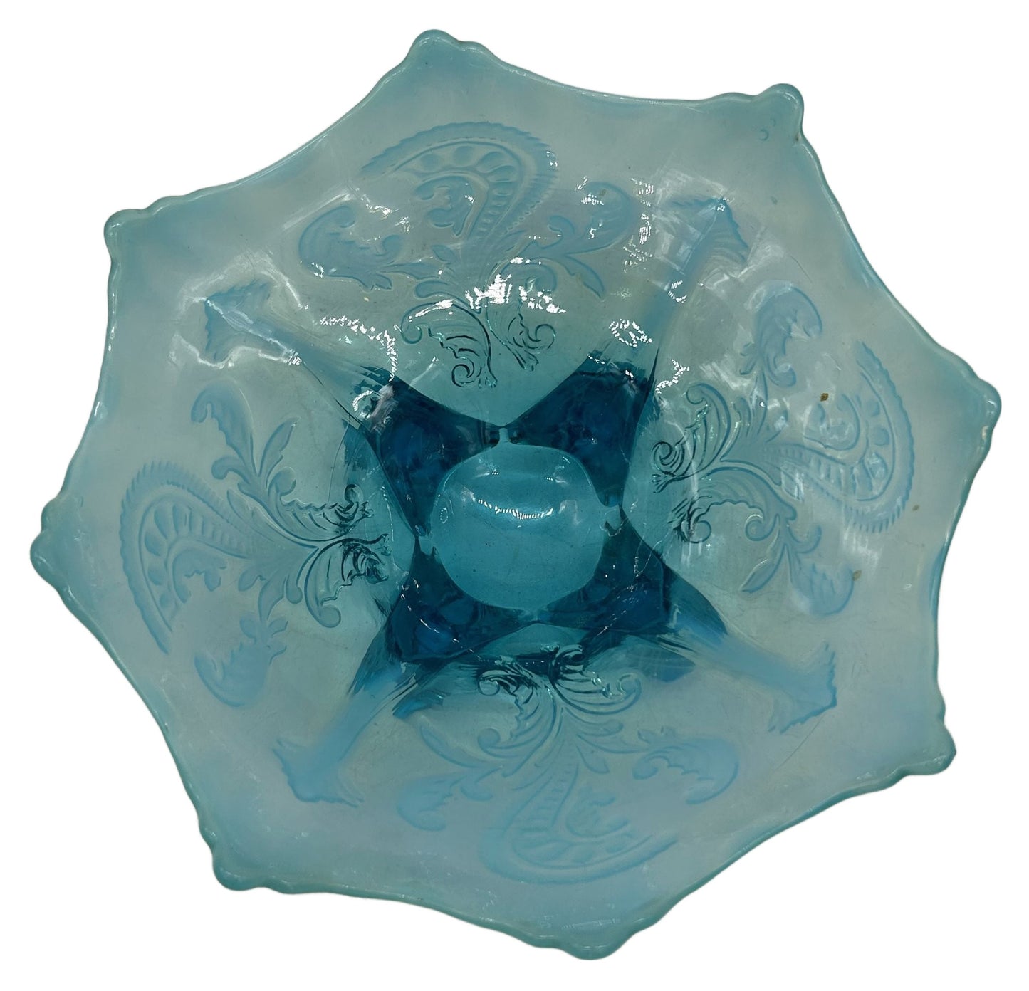 Blue Opalescent Foot Glassware Bowl