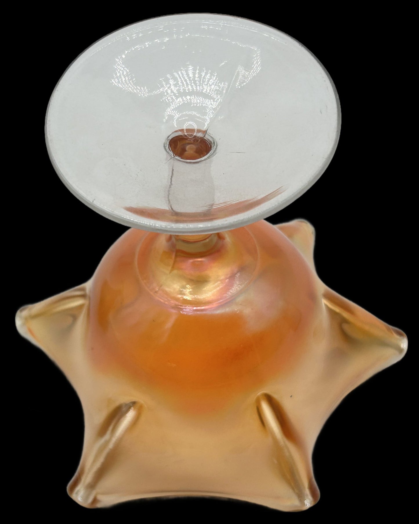 250716-25B Marigold Carnival Glass Compote