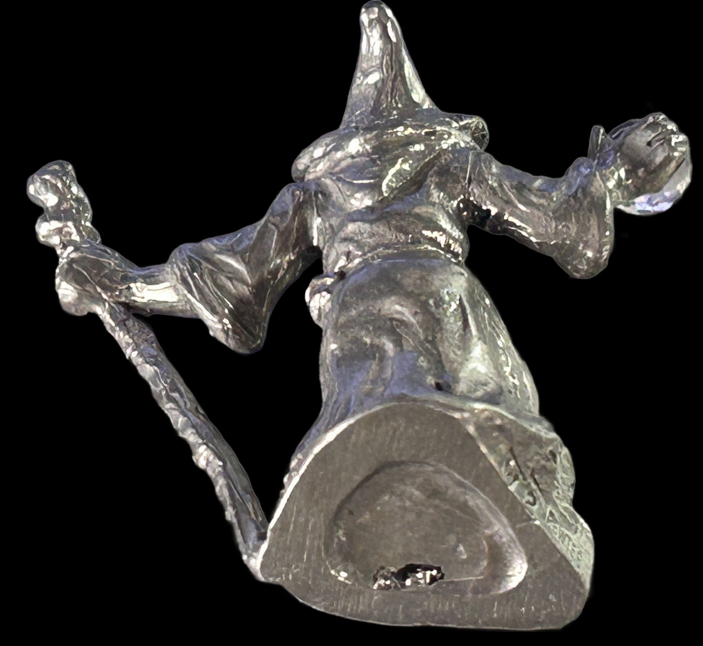 250514-18 SCM W2 Pewter Wizard Holding Crystal Ball & Staff, 2.5"H
