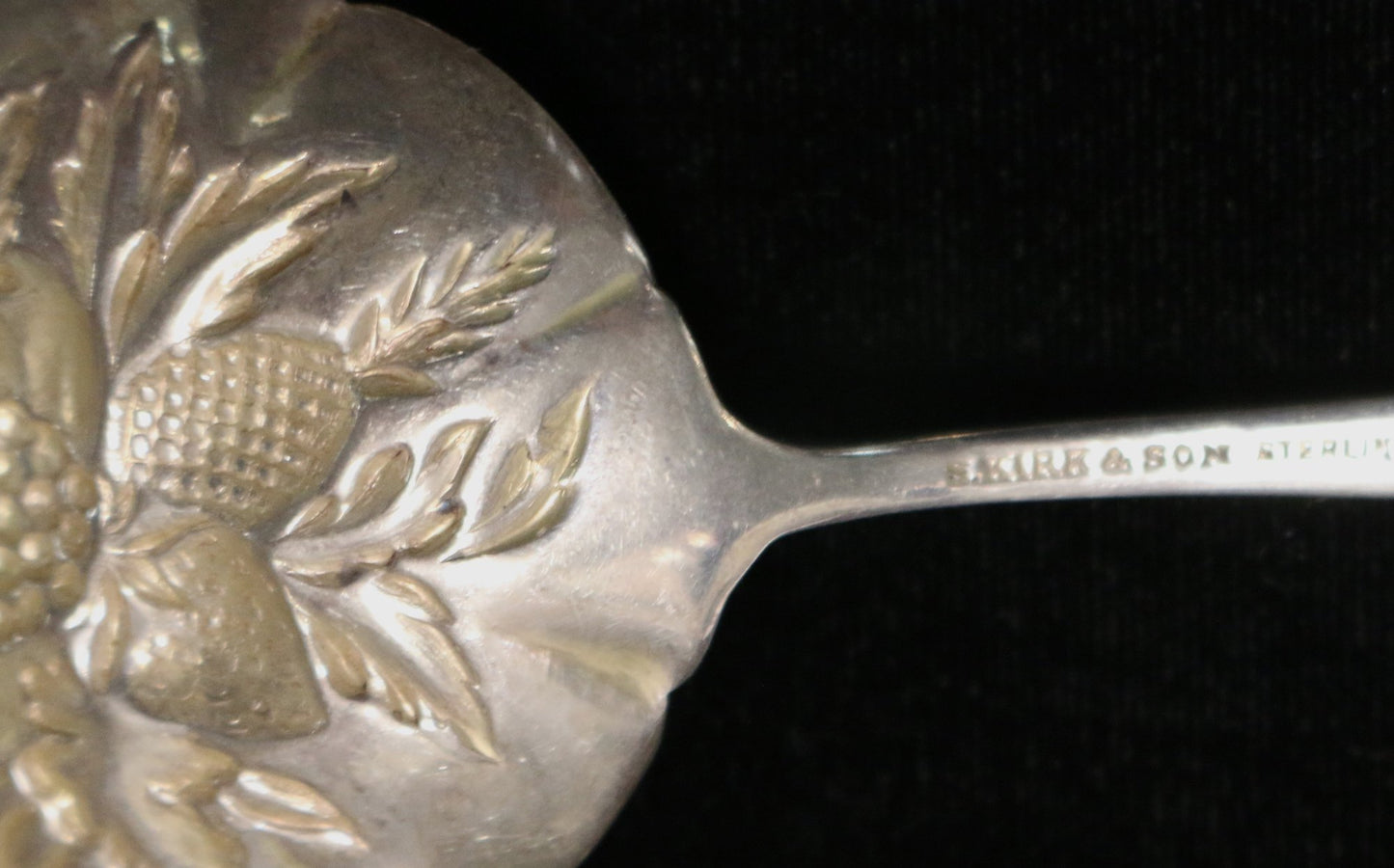 250716-23B Kirk Steiff Sterling Repousse Berry or Casserole Spoon