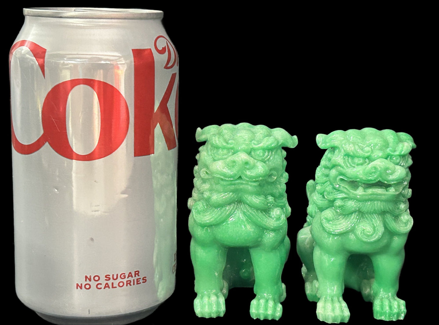 250806-11 Pair Faux Green Jade Foo Dogs