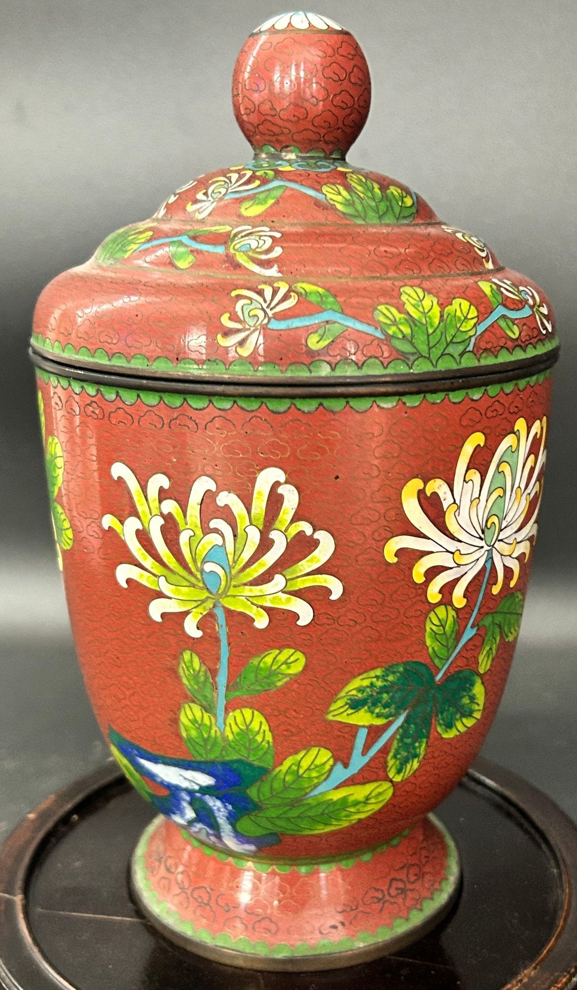250806-13 Antique Chinese Cloisonne Lidded Jar