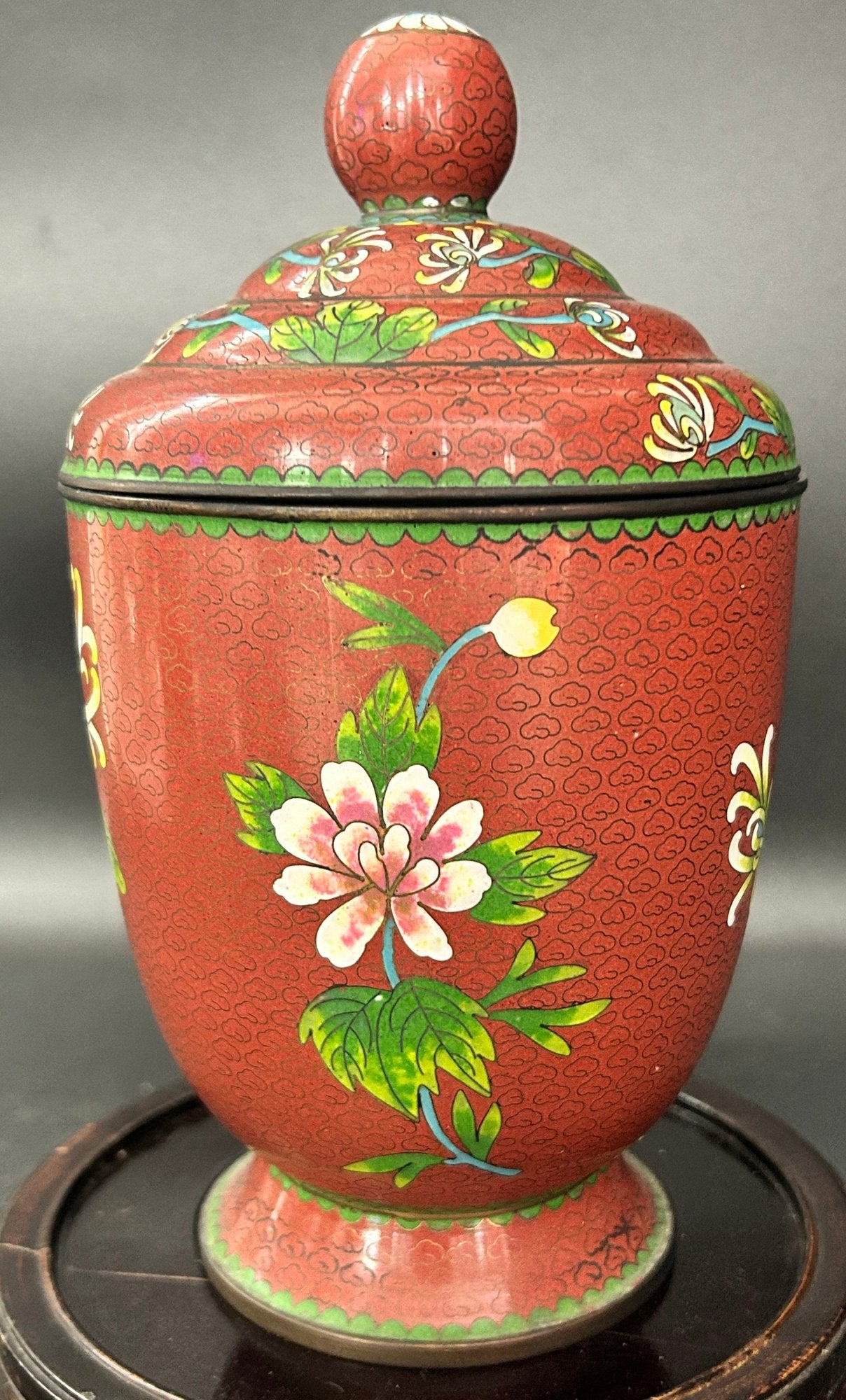 250806-13 Antique Chinese Cloisonne Lidded Jar