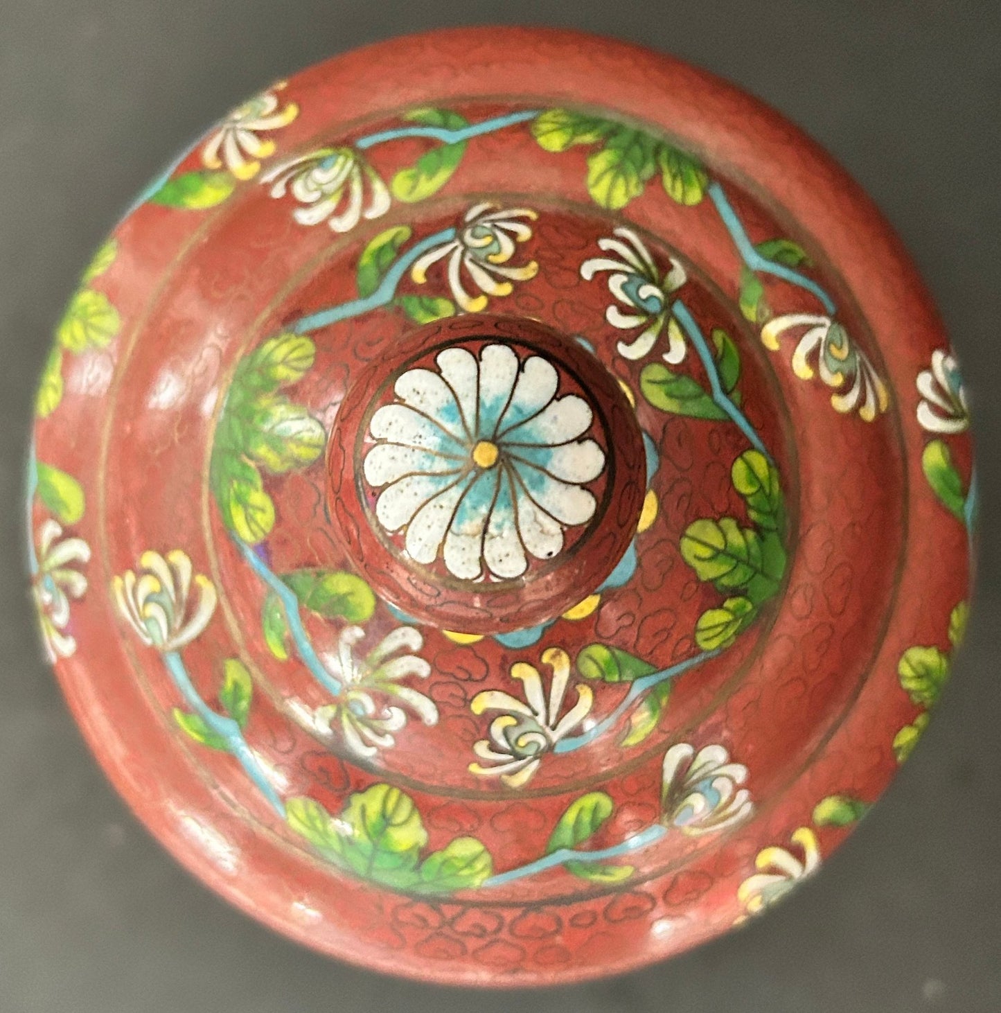 250806-13 Antique Chinese Cloisonne Lidded Jar