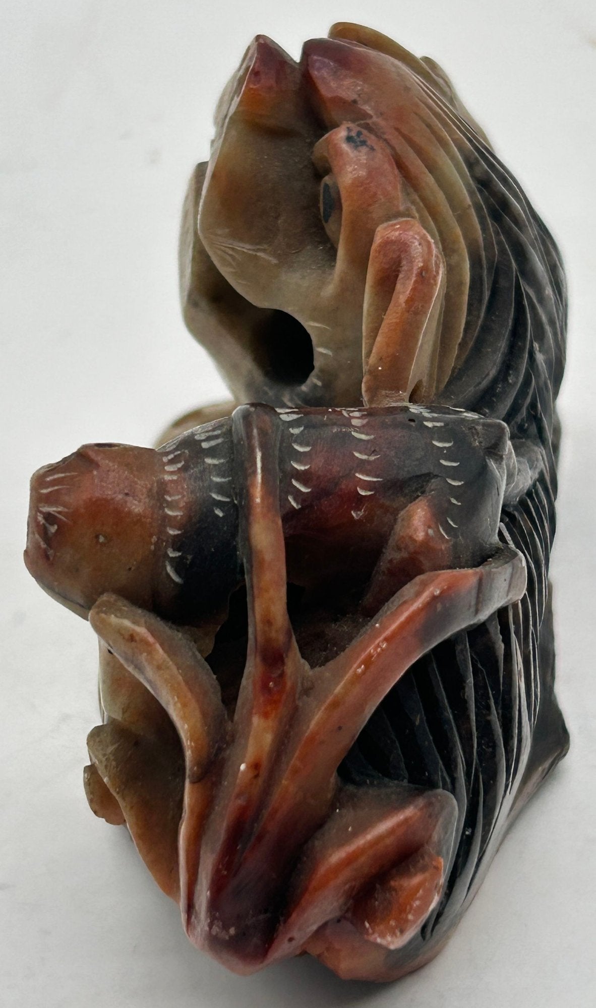 280806-14 Chinese Carved Soapstone Dog & Monkey