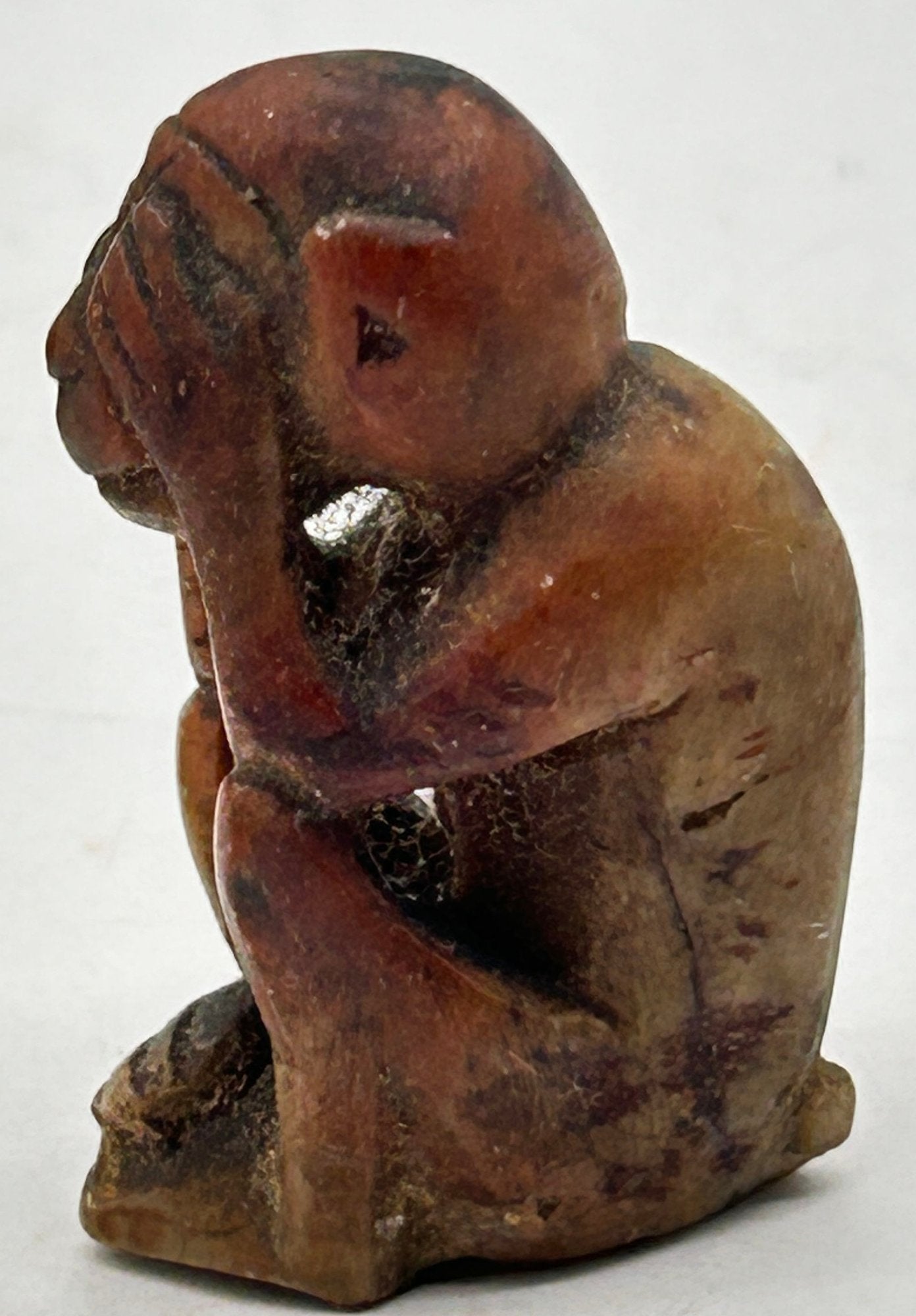 280806-14 Chinese Carved Soapstone Dog & Monkey