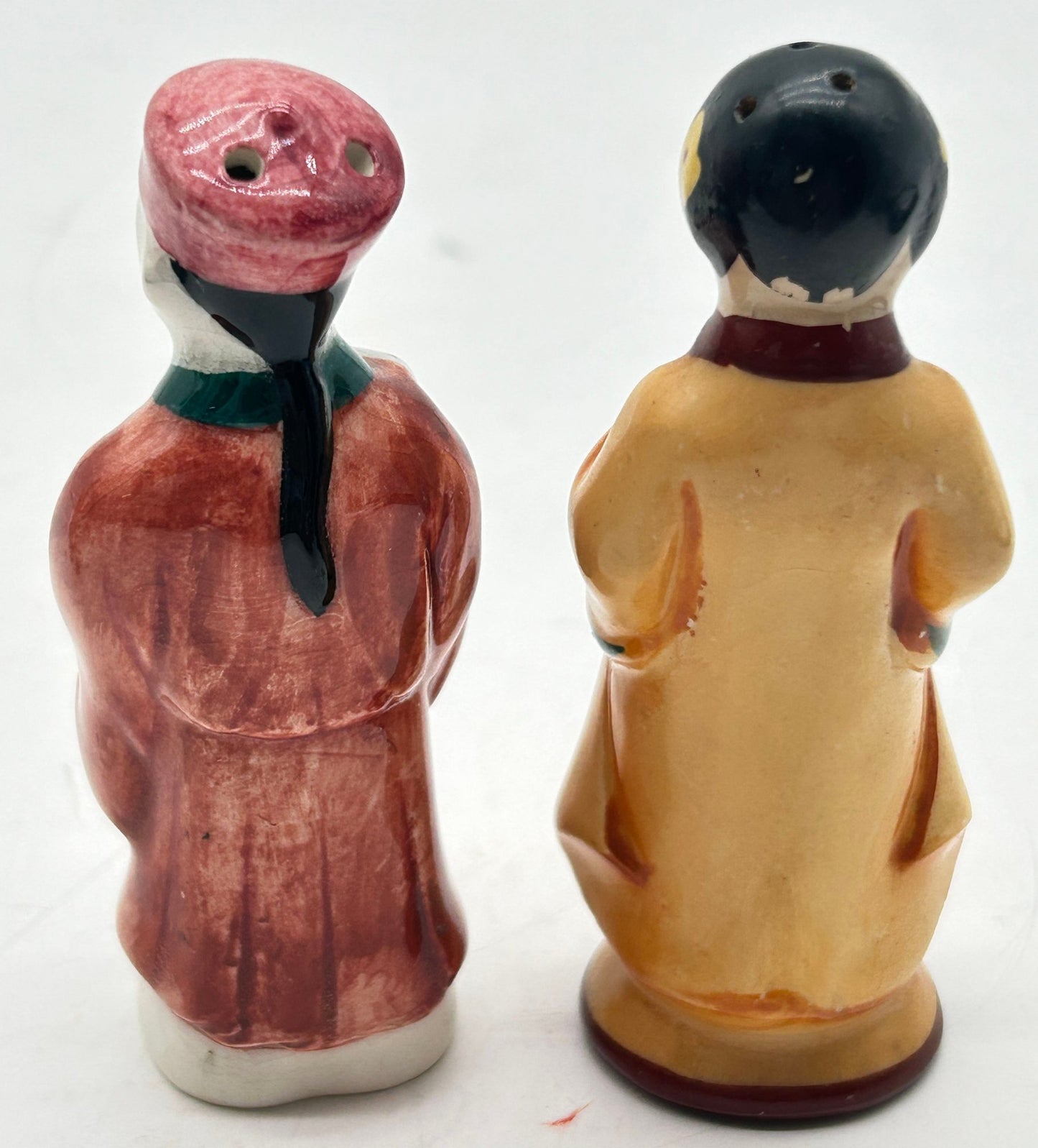 250806-16B Vintage Chinese Themed Salt & Pepper Shakers