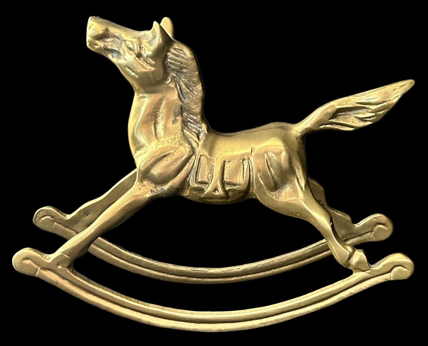 250219-8 Vintage Brass Rocking Horse