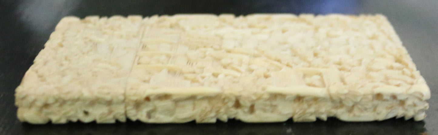 250814-4 Antique Intricately Carved Ivory Calling Card Case
