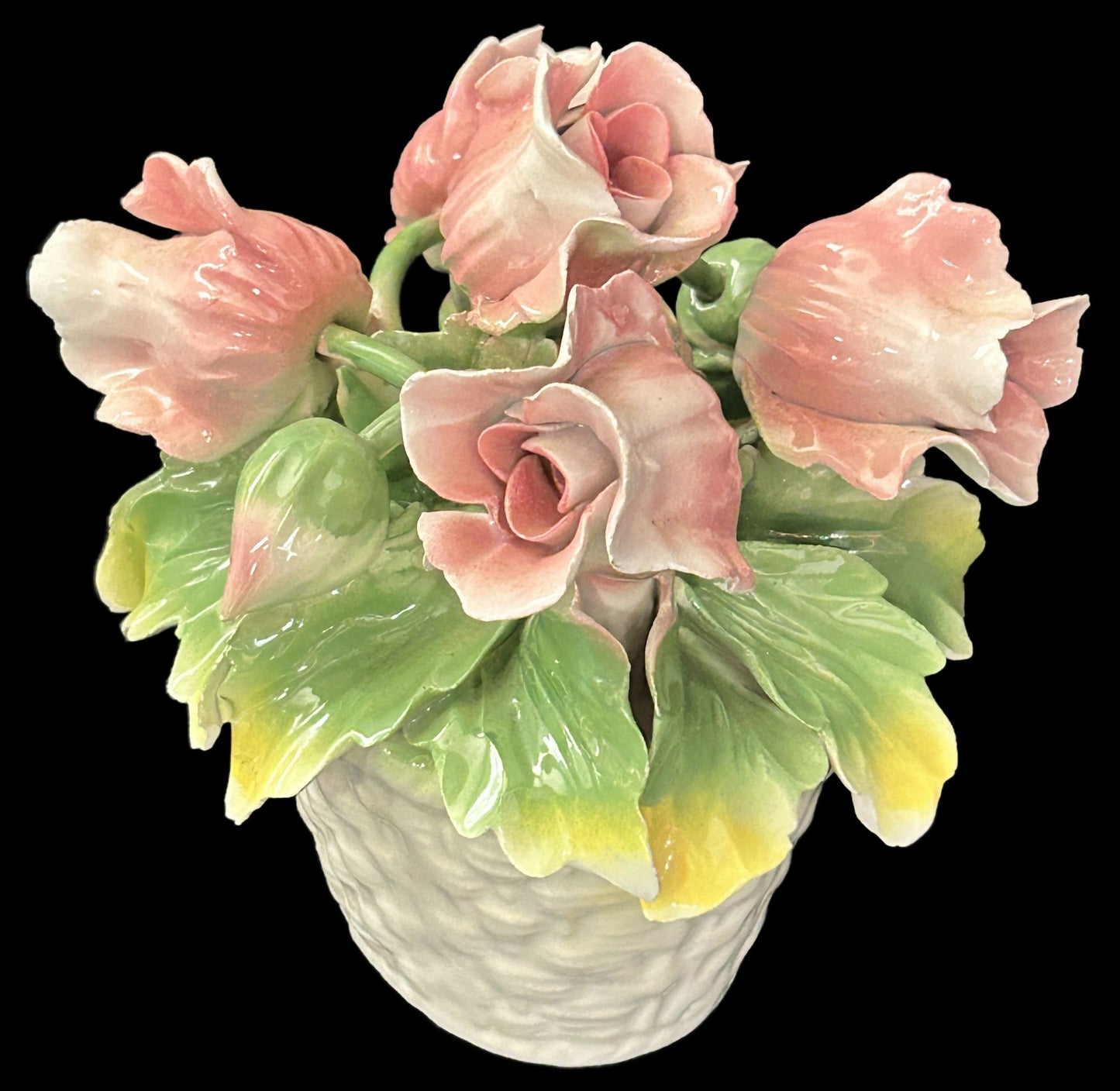 250806-23 Italian Ceramic Floral Basket of Tulips