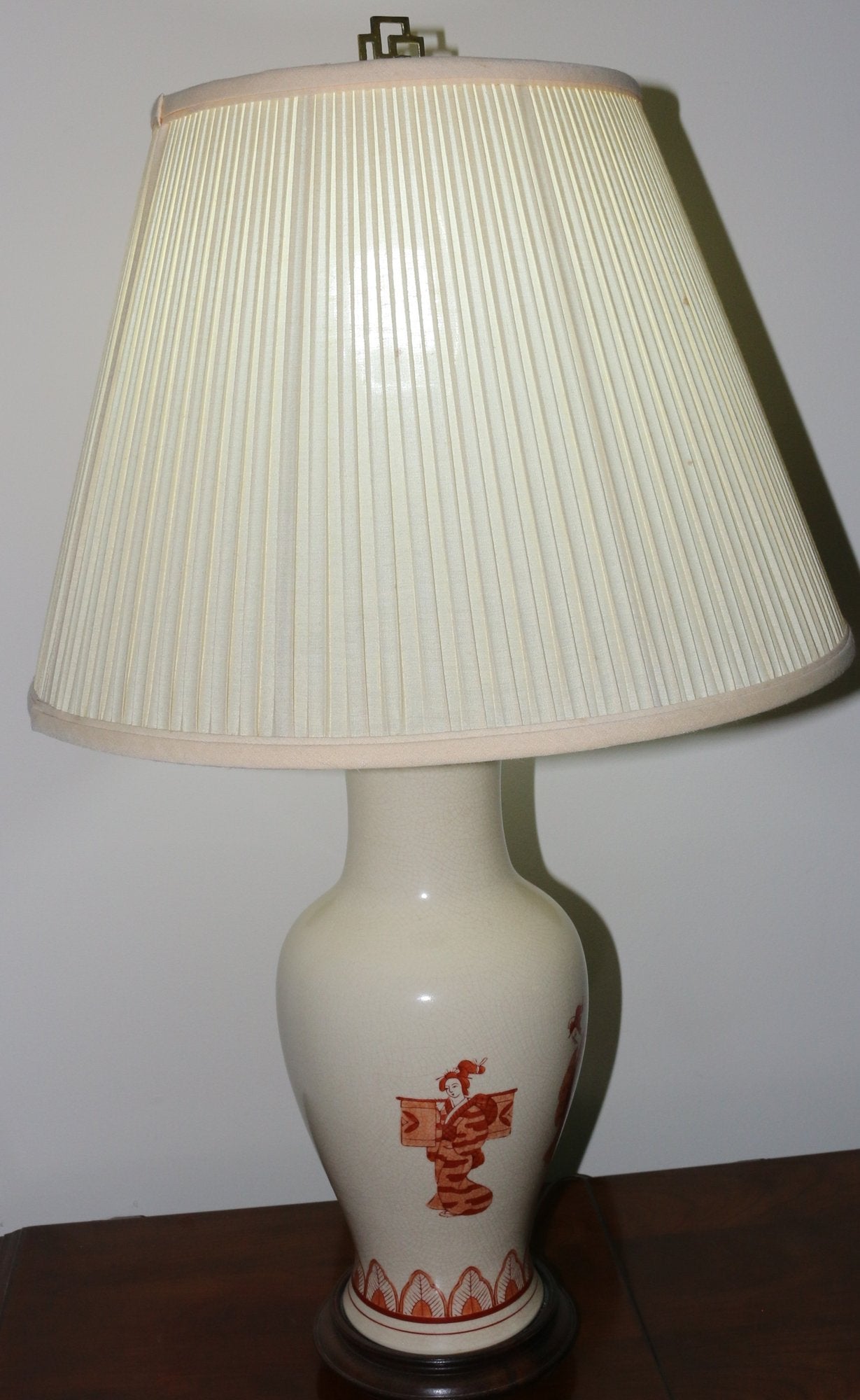 250814-6 Japanese Converted Vase Into Lamp on Wooden Base