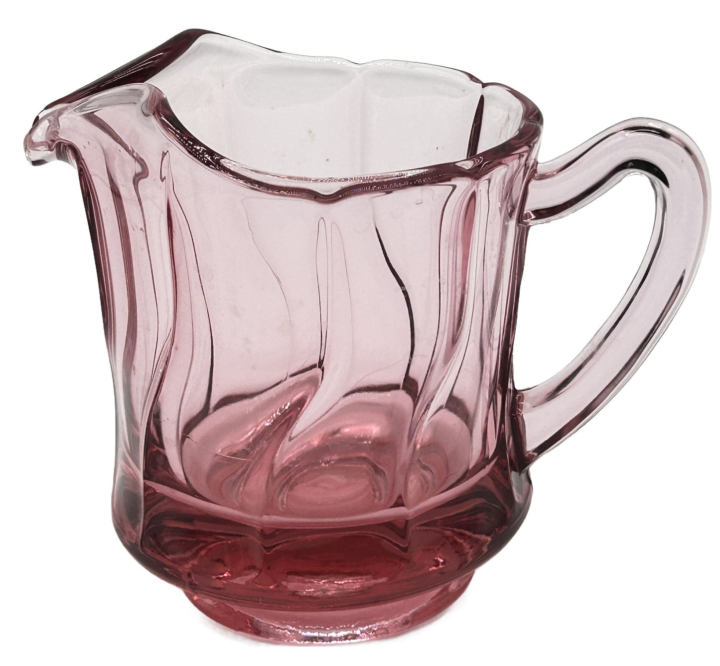 250806-26 Pink Fostoria "Jamestown" Swirl Pitcher 7.5"H