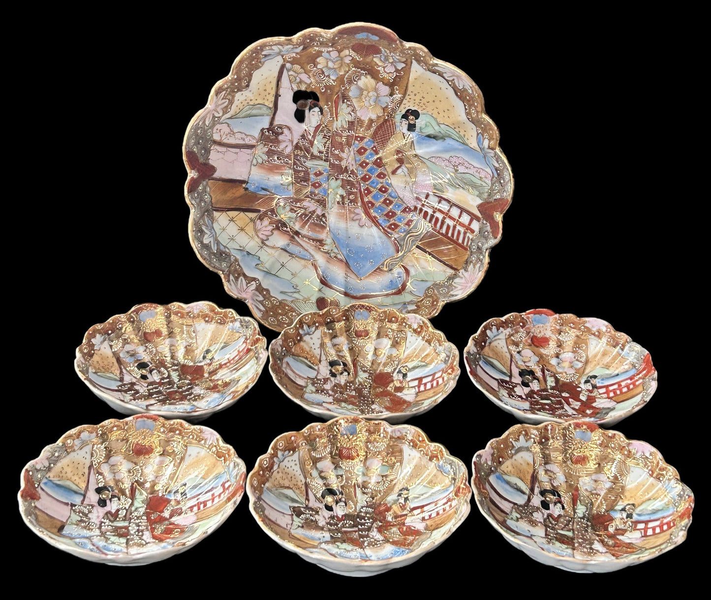 250219-36 7 Pcs Satsuma Berry Bowl Set