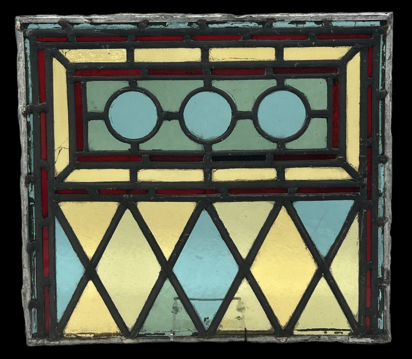 250219-38 Antique Leaded Glass Window Panel