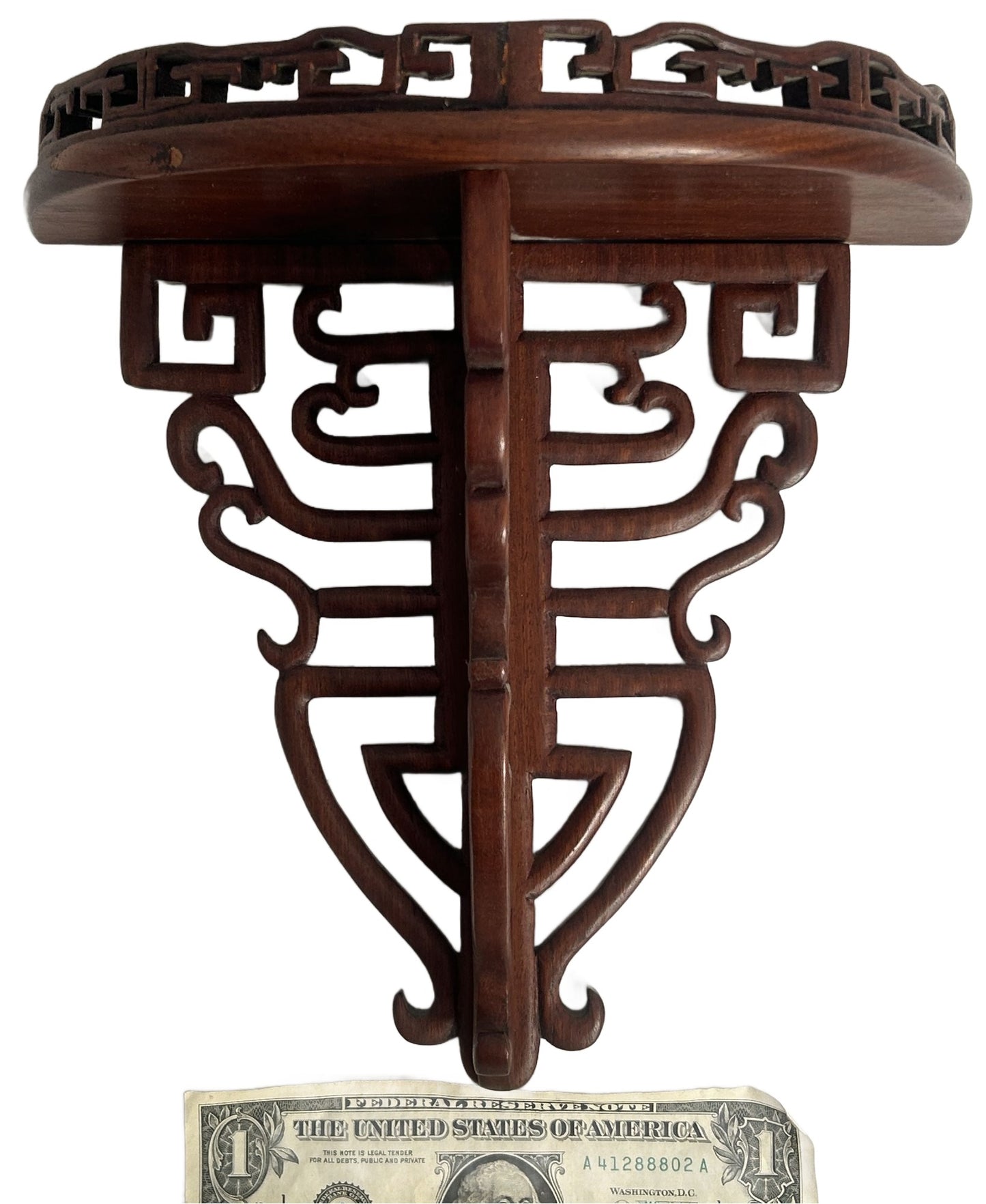 Vintage Carved Chinese Rosewood Wall Sconce Shelf