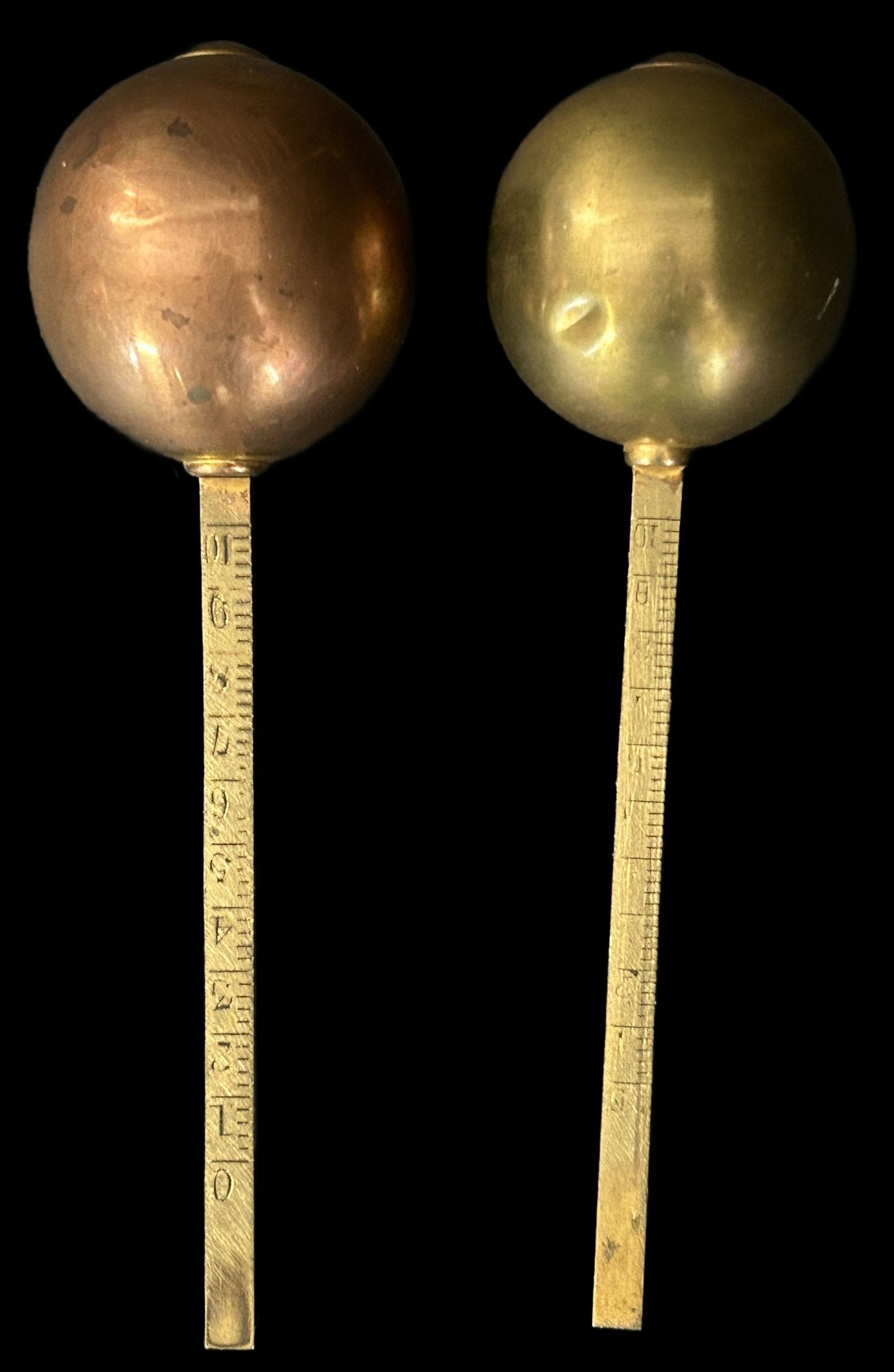 260708-1 Pair Antique Copper Sykes Hydrometer