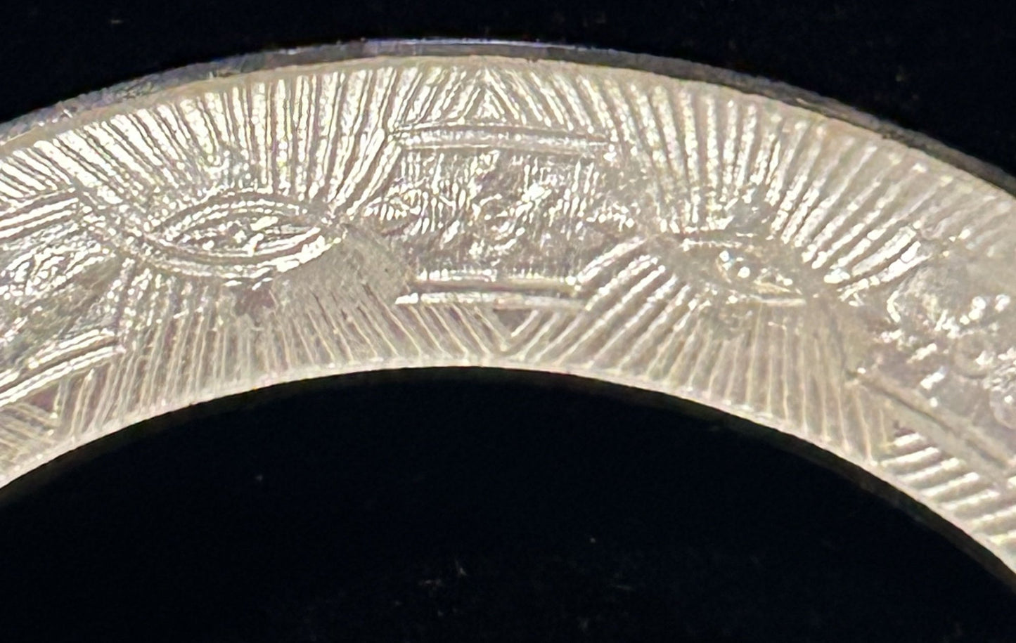 Sterling Art Deco Guilloche 2" Diam. Circle Brooch In Presentation Case