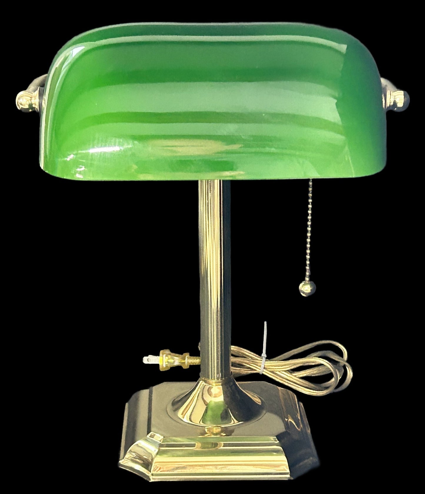 250611-17 Banker's Desk Lamp Green Cased Glass Shade