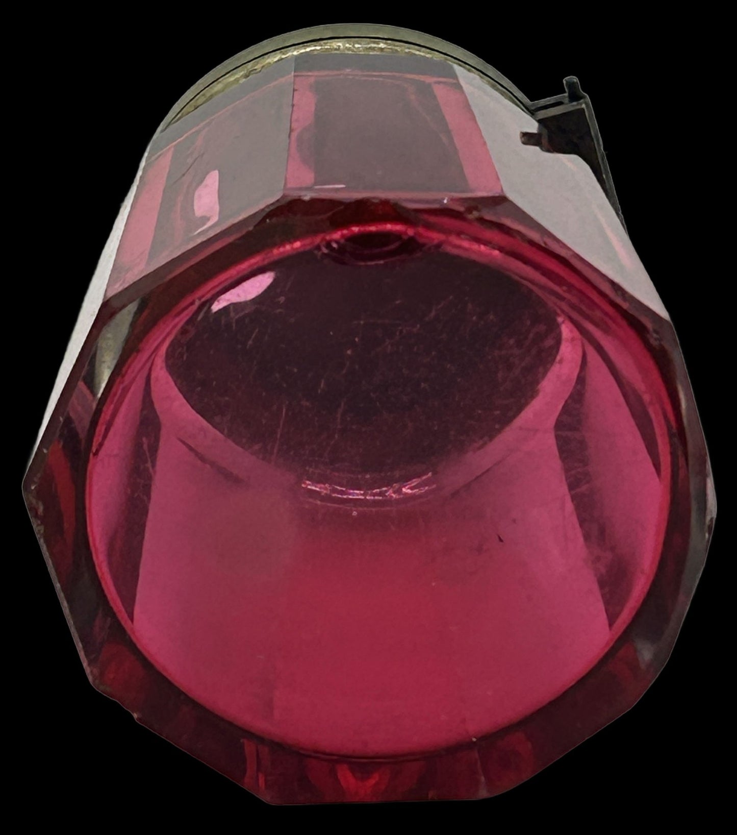 260408-22 Cranberry Glass Mustard Pot With EPNS Lid
