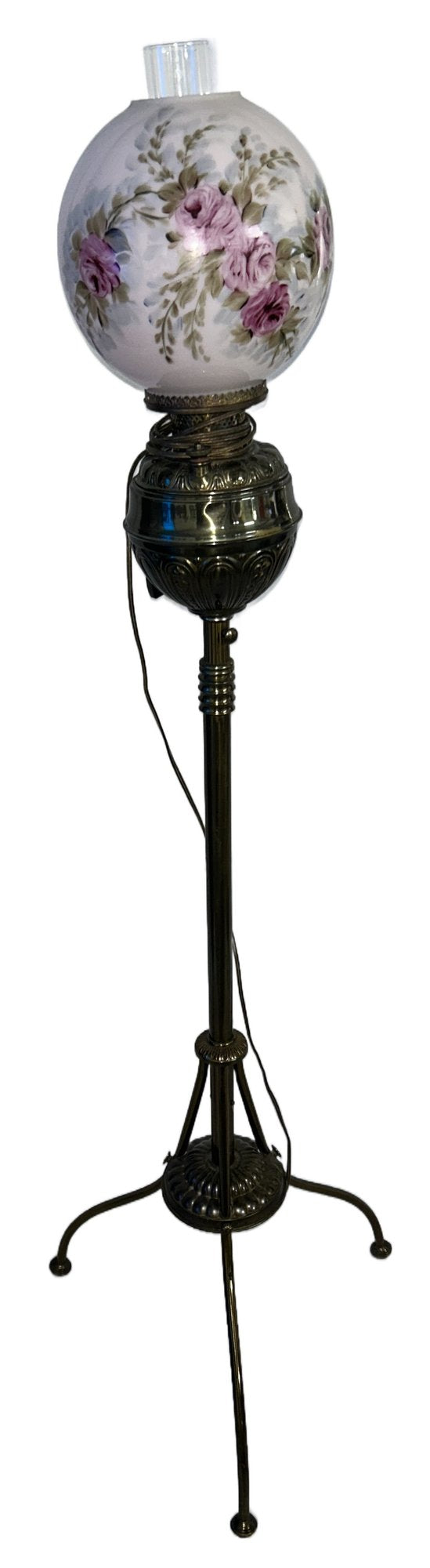 250625-6 Antique Telescoping Piano Lamp, Electrified