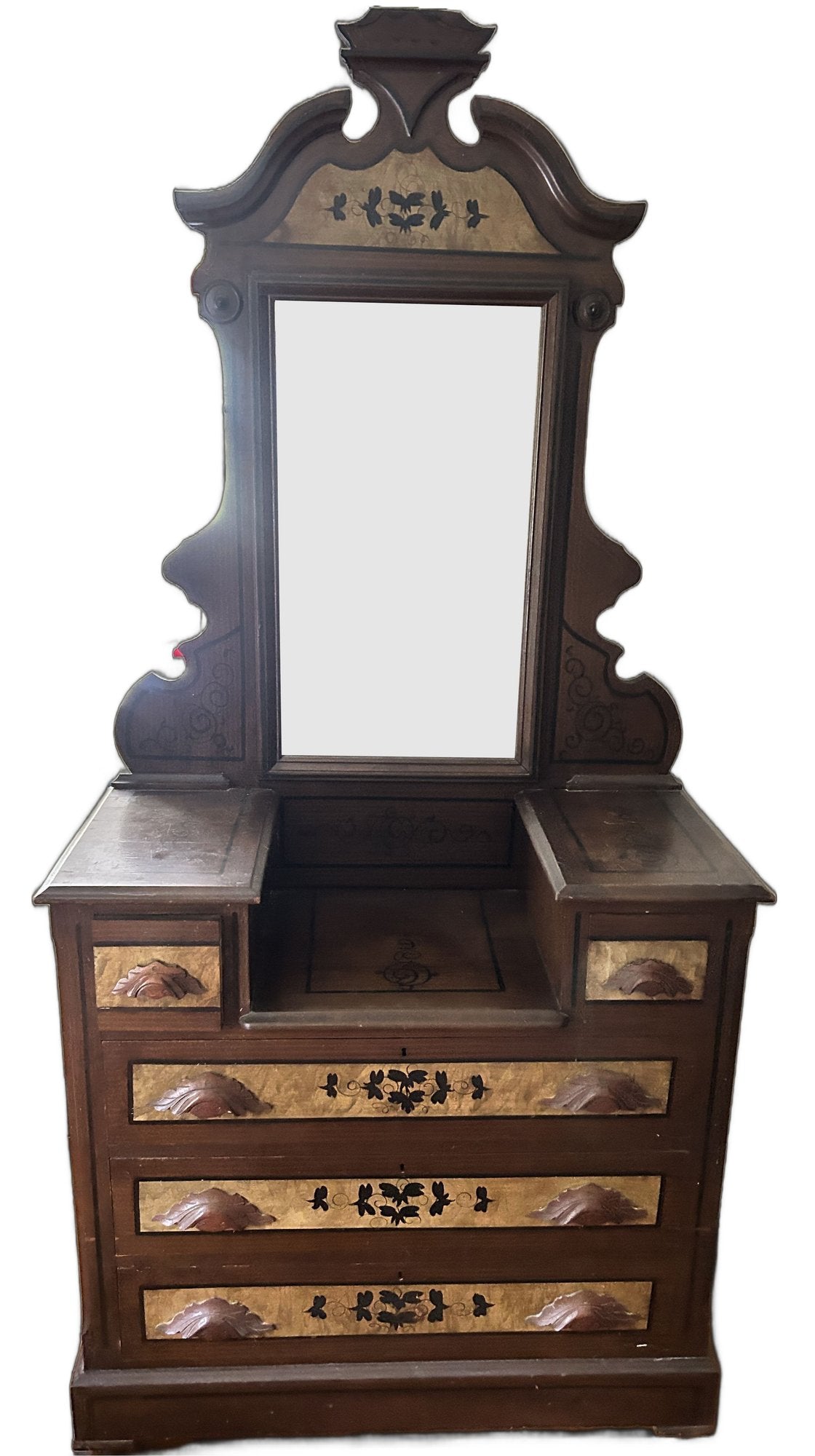 250625-9 Antique Painted Cottage Vanity Dresser