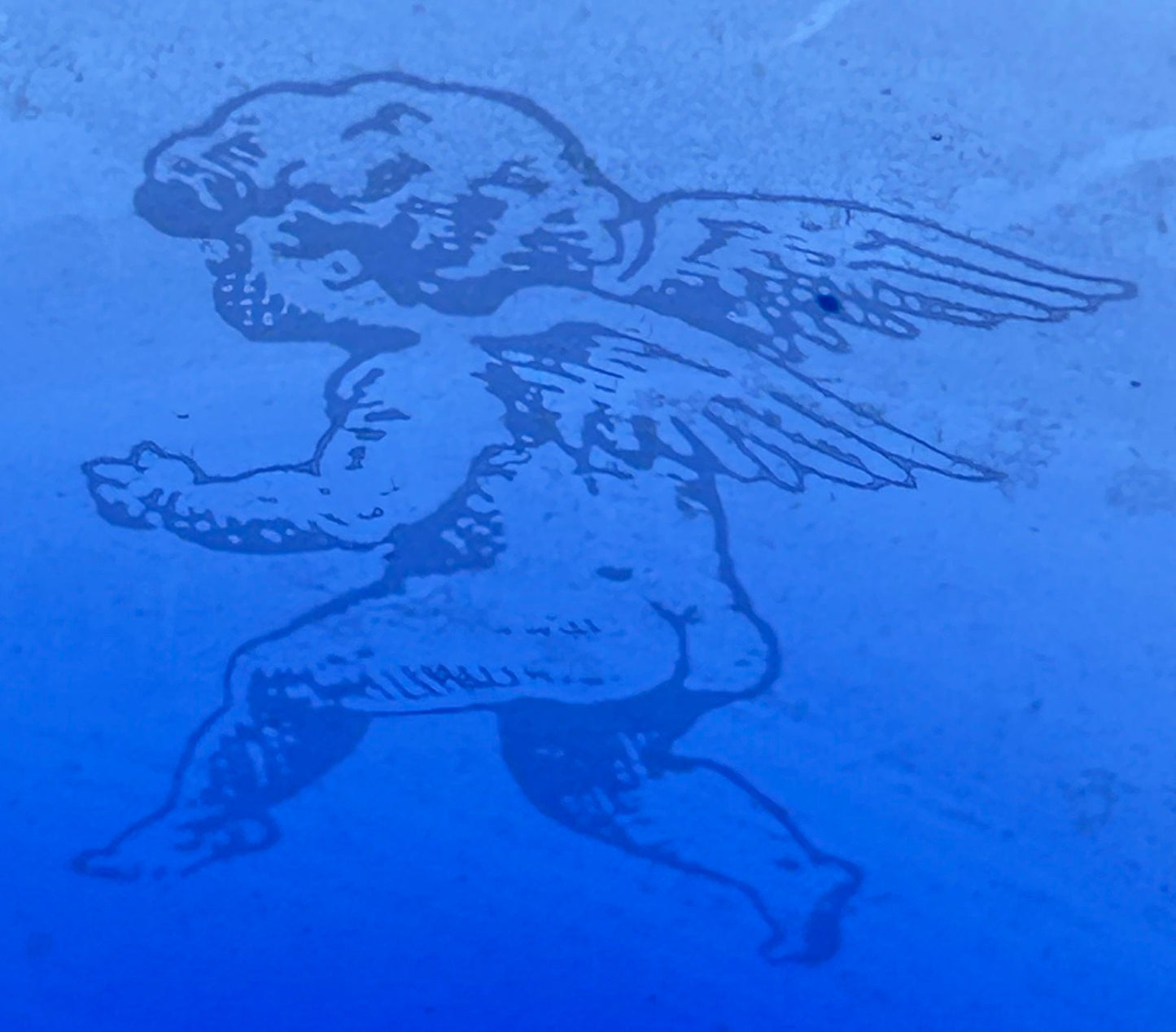 250423-8A VIctorian Cobalt Blue Vase With Etched Cherub