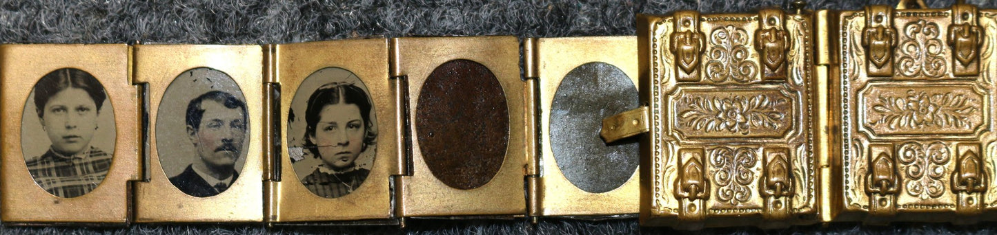 250514-2 Antique Civil War Locket With 9-Tintype Photographs