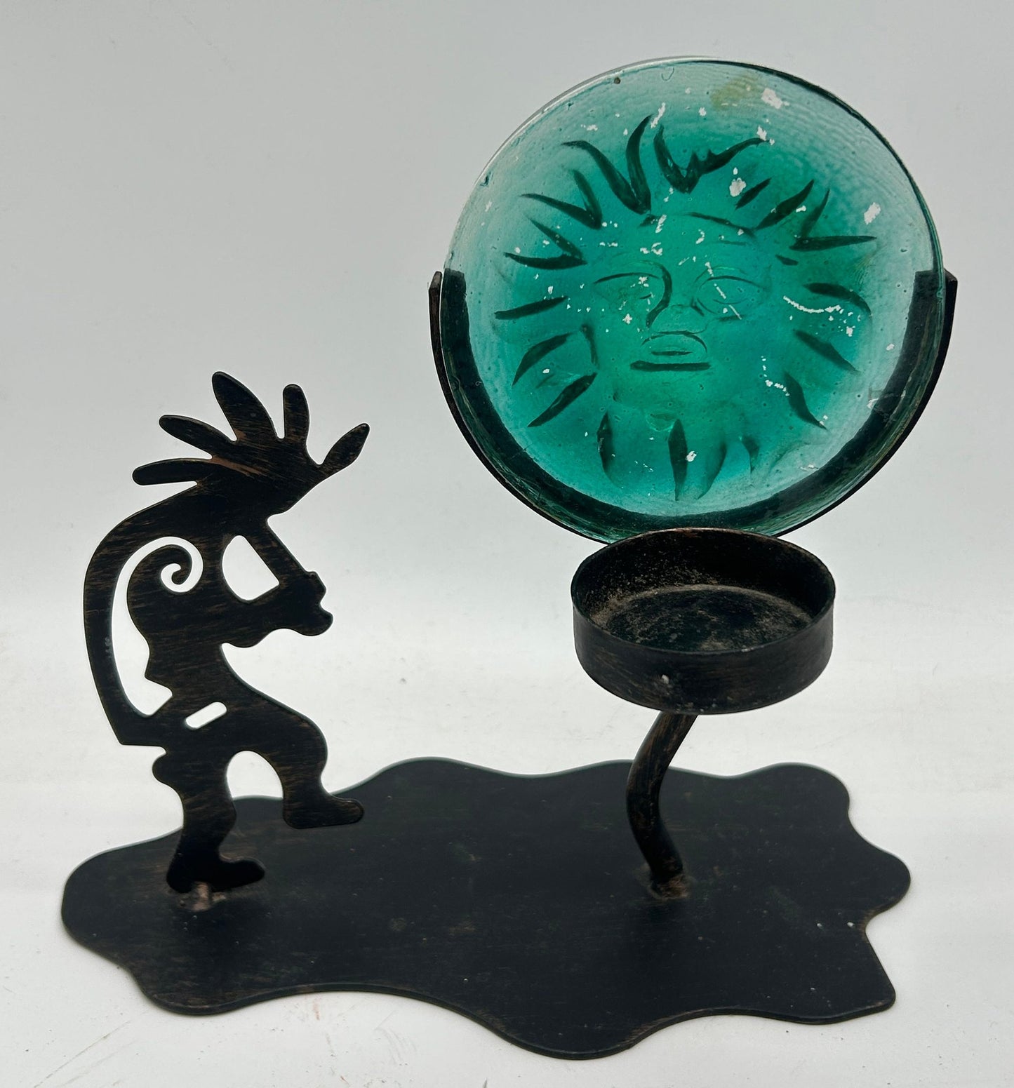 260520-3A Southwestern Style Turquoise Glass Votive Holder