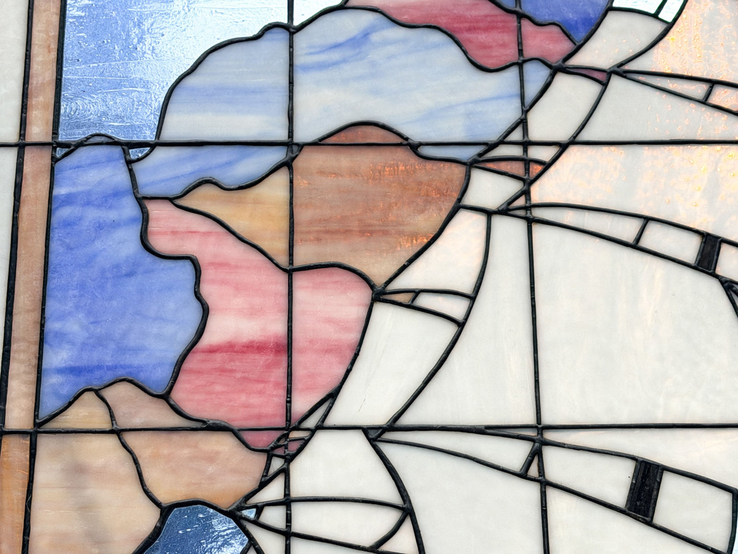 260415-2 Framed Stained Glass Clipper Ship, ca1977