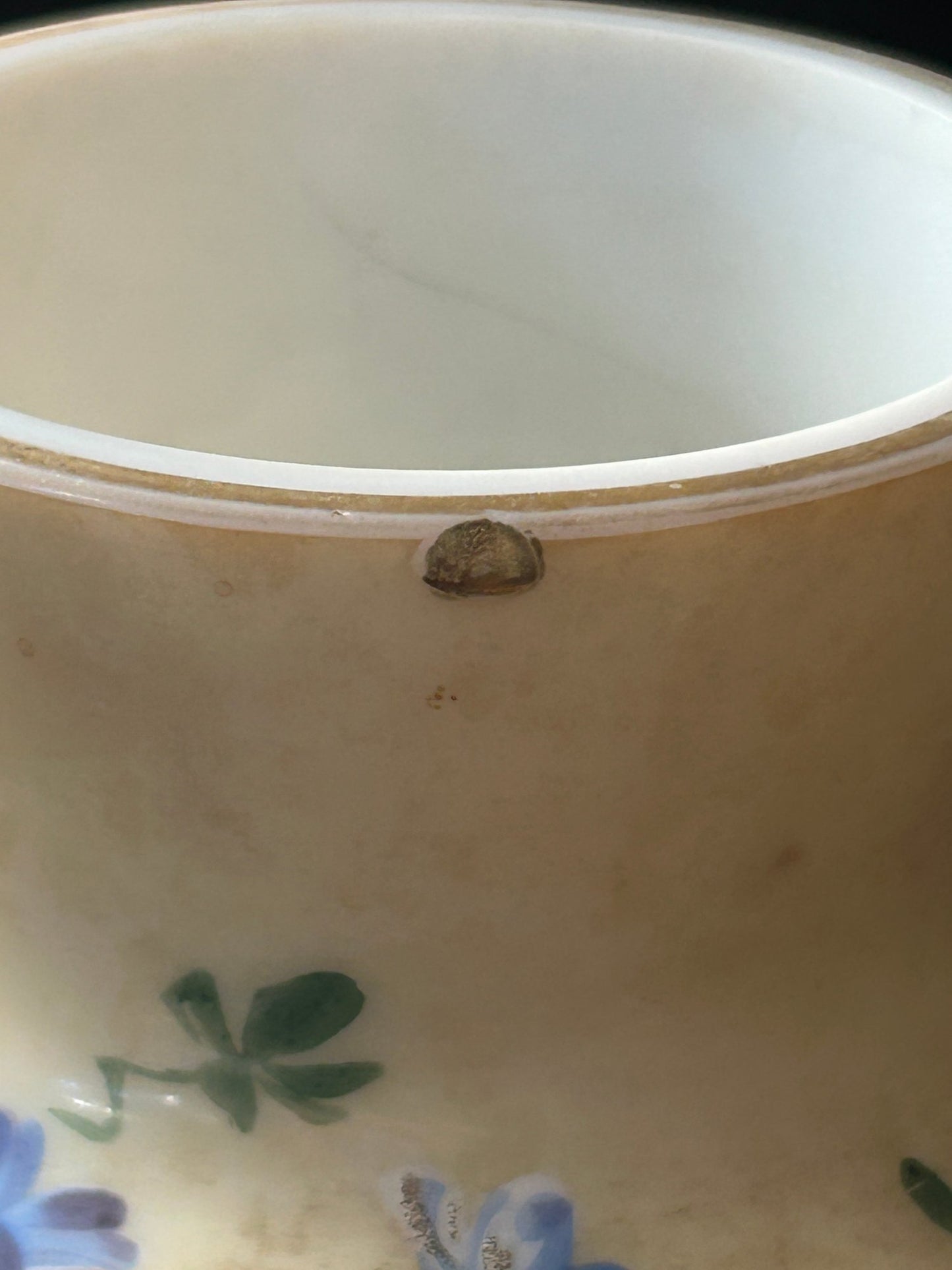 Antique Victorian Enameled Opaline Vase