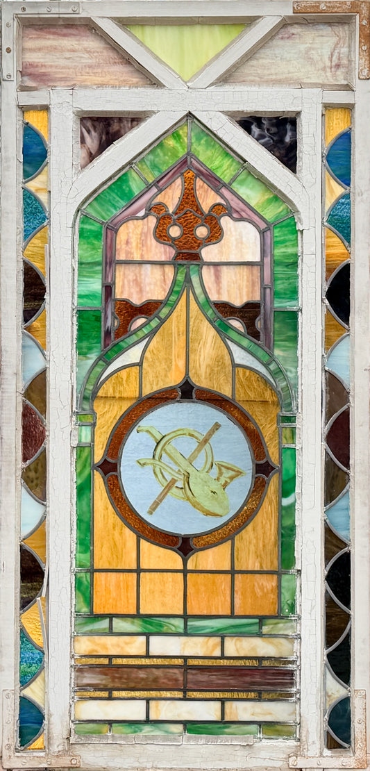 260415-5 Antique Stained Glass Window Panel