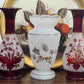 250907-1B Pair Antique Bohemian Ruby Frosted Vases, 9.75"H