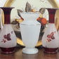 250907-1B Pair Antique Bohemian Ruby Frosted Vases, 9.75"H